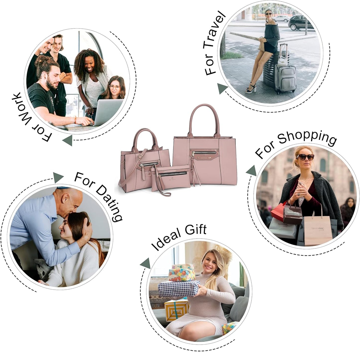 Tote Bag for Women Fashion Purses and Handbags Satchels Wallets Set 3Pcs for Work Travel