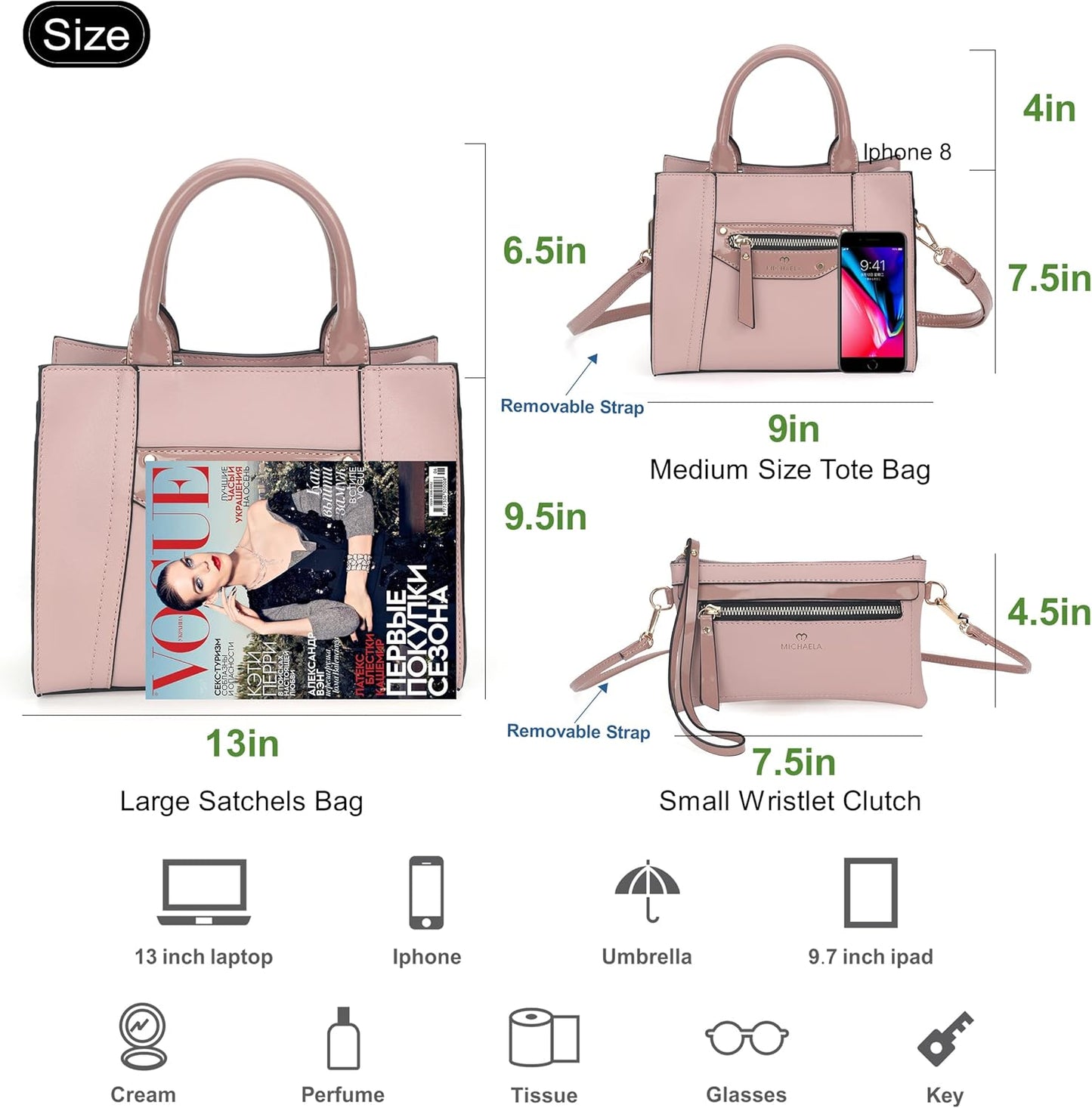 Tote Bag for Women Fashion Purses and Handbags Satchels Wallets Set 3Pcs for Work Travel
