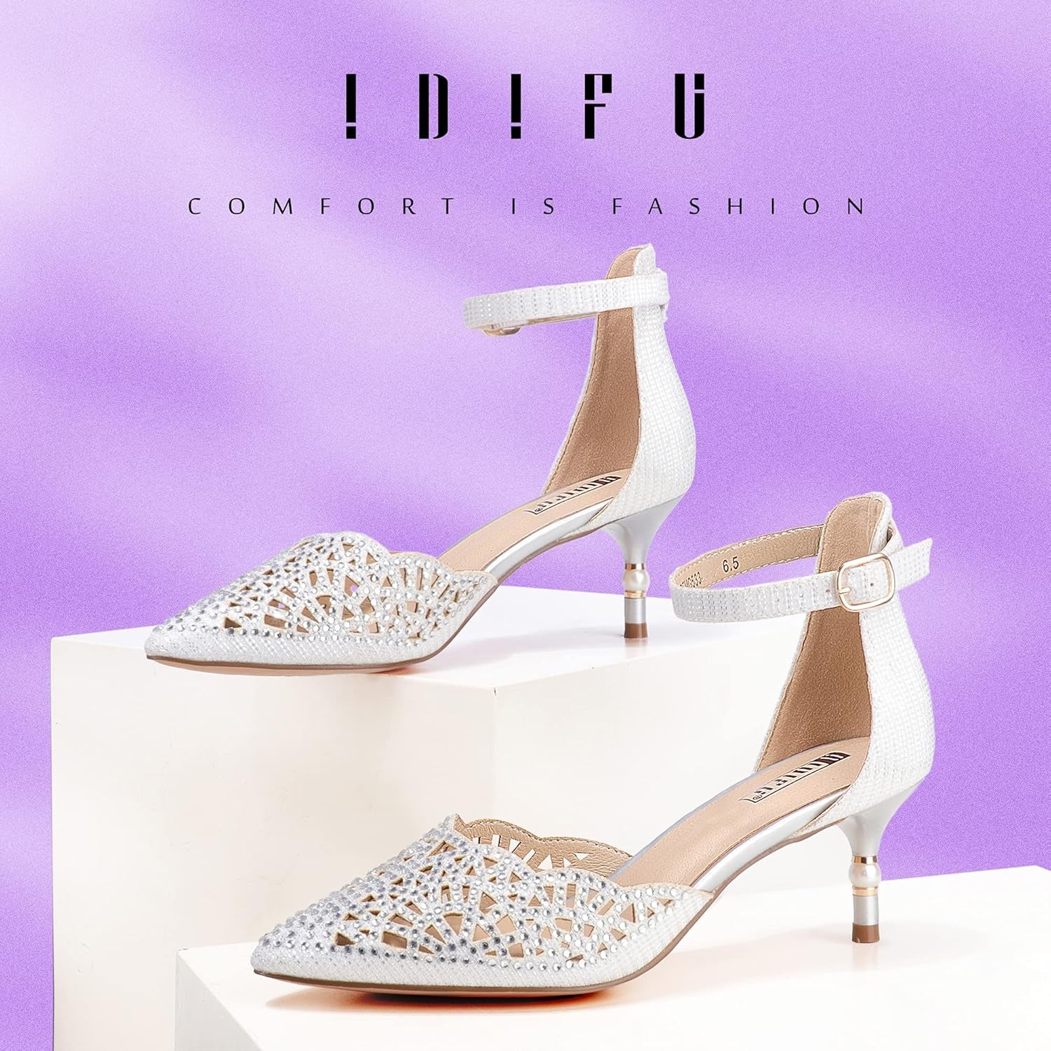 Women'S IN2 Candice Wedding Rhinestones Sequins Low Kitten Heels Pumps Dress Evening Shoes for Women Bridal Bride