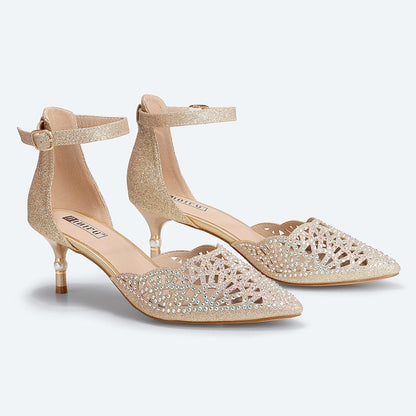 Women'S IN2 Candice Wedding Rhinestones Sequins Low Kitten Heels Pumps Dress Evening Shoes for Women Bridal Bride