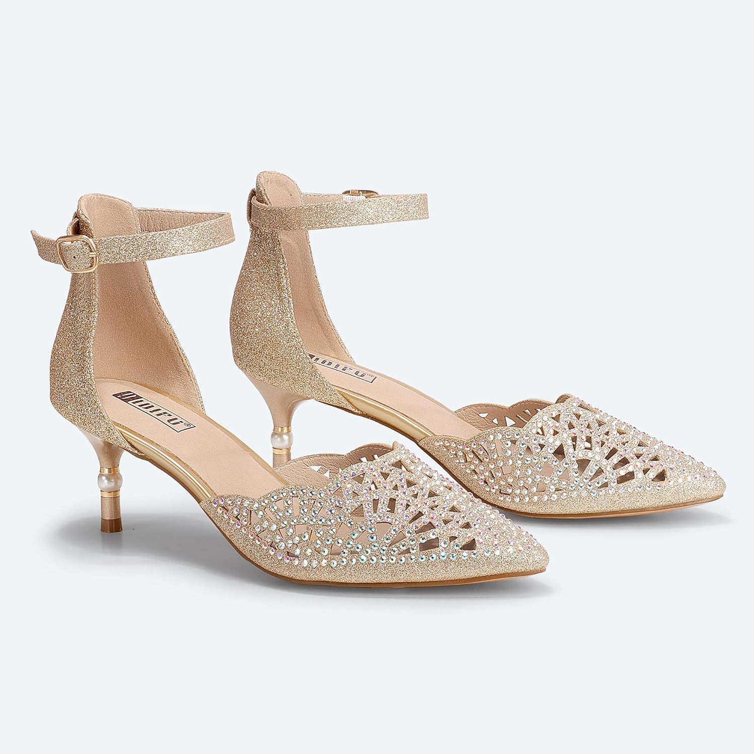 Women'S IN2 Candice Wedding Rhinestones Sequins Low Kitten Heels Pumps Dress Evening Shoes for Women Bridal Bride