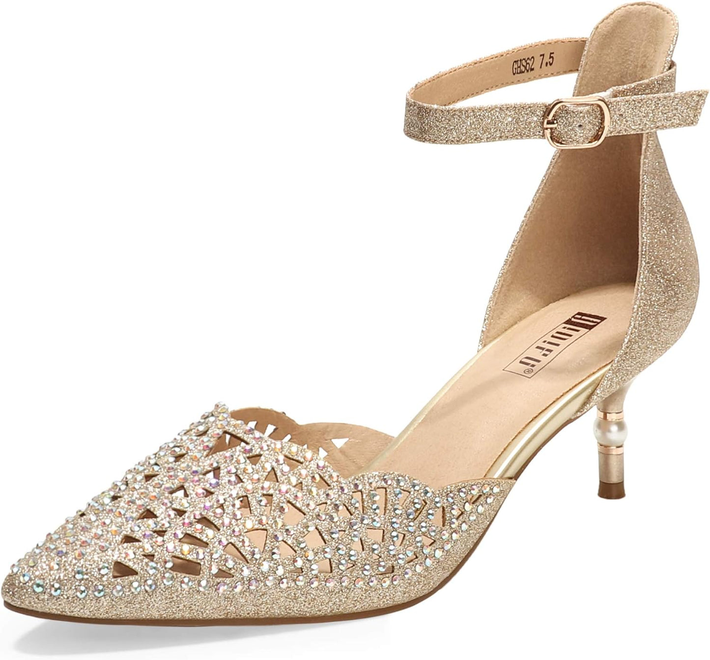 Women'S IN2 Candice Wedding Rhinestones Sequins Low Kitten Heels Pumps Dress Evening Shoes for Women Bridal Bride