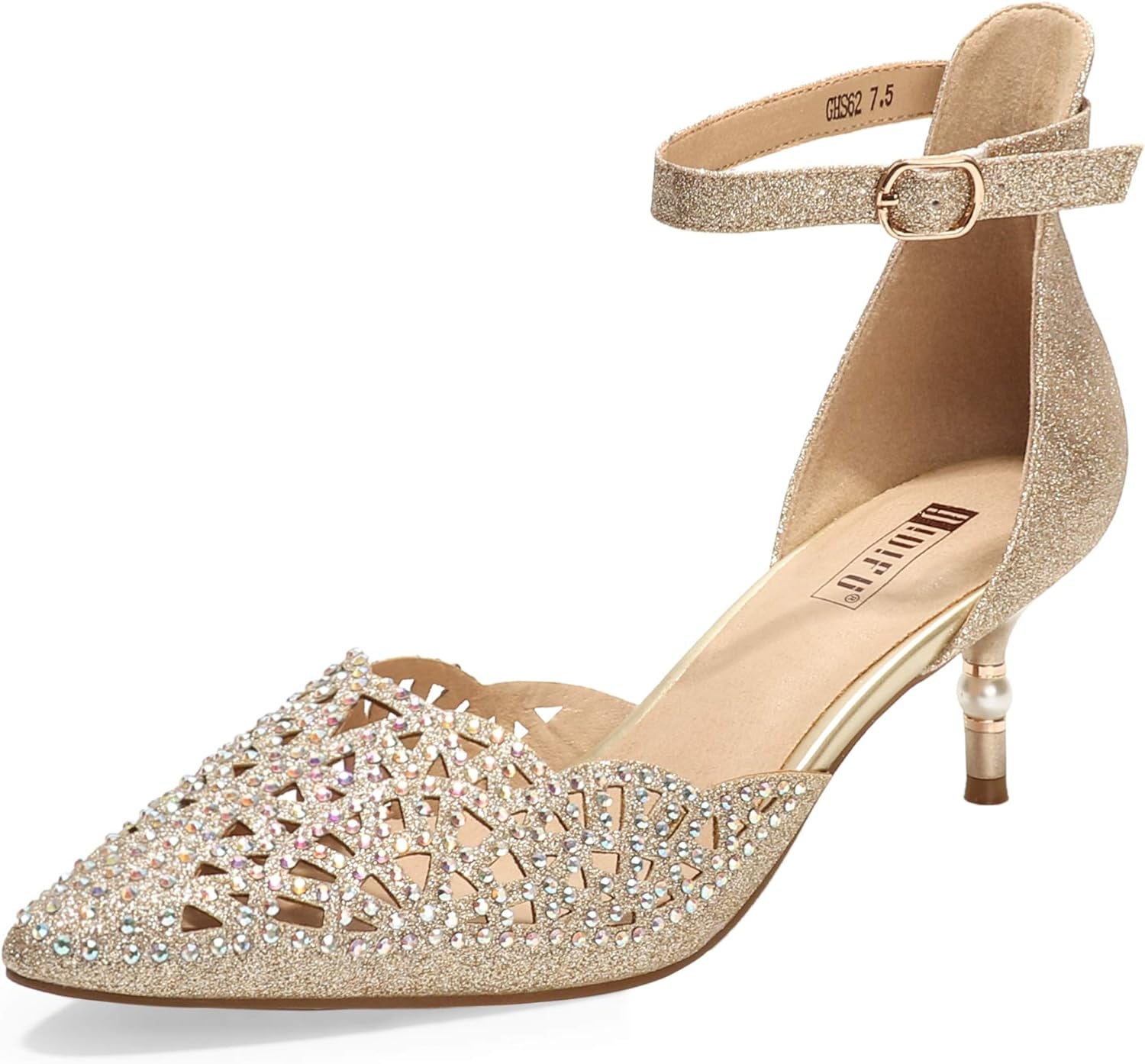 Women'S IN2 Candice Wedding Rhinestones Sequins Low Kitten Heels Pumps Dress Evening Shoes for Women Bridal Bride