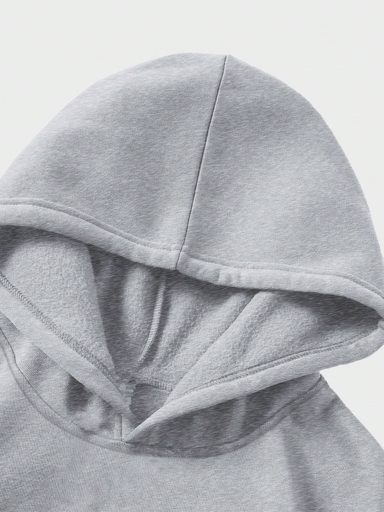 Manfinity Dauomo Men'S plus Size Simple Printed Hoodie and Sweatpants 2-Piece Set