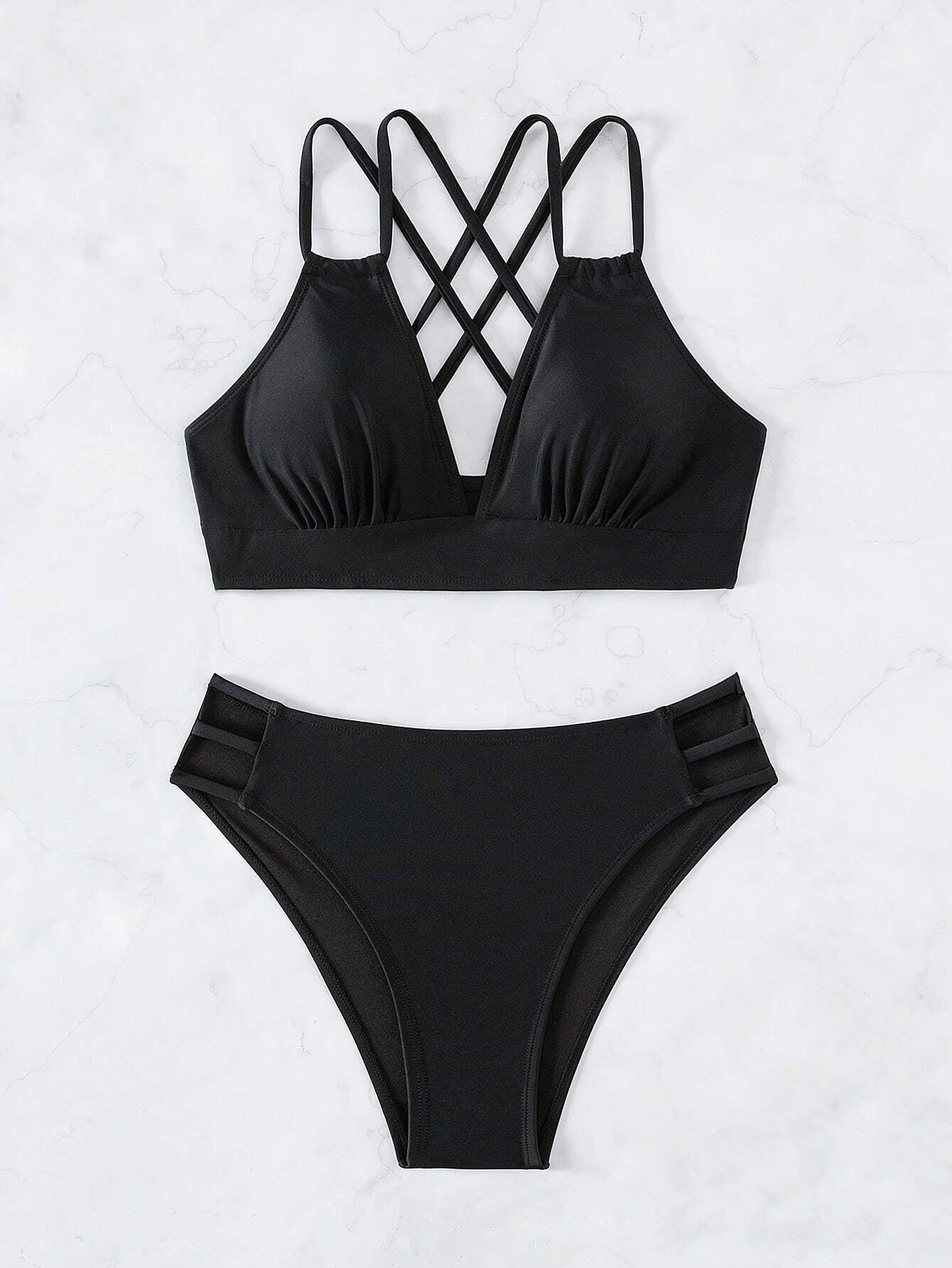 SHEIN Swim Summer Beach Criss Cross Bikini Set