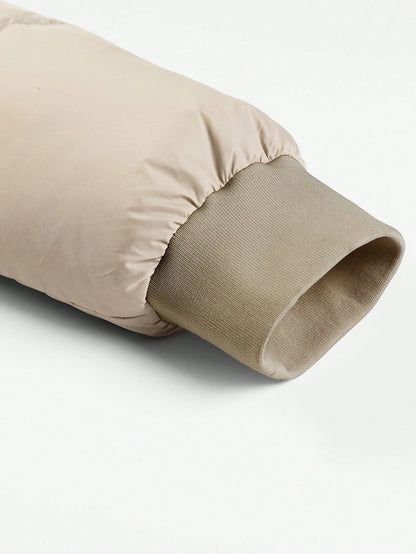 Manfinity Homme Men'S Loose Drawstring Hooded Zip-Up Padded Coat (No Sweater Included) Plain Going Out Casual Quilted Jacket