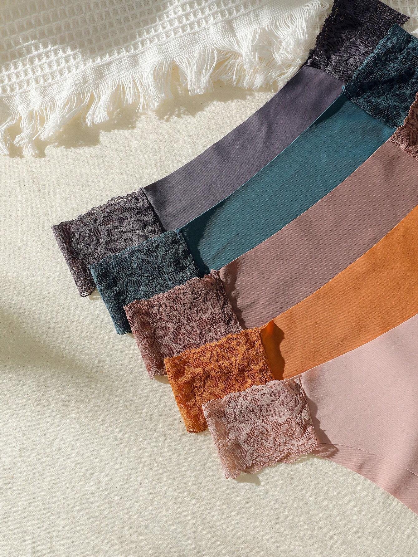 Shein Underwear&Sleepwear Basics 5Pack Contrast Lace Panty Lingerie