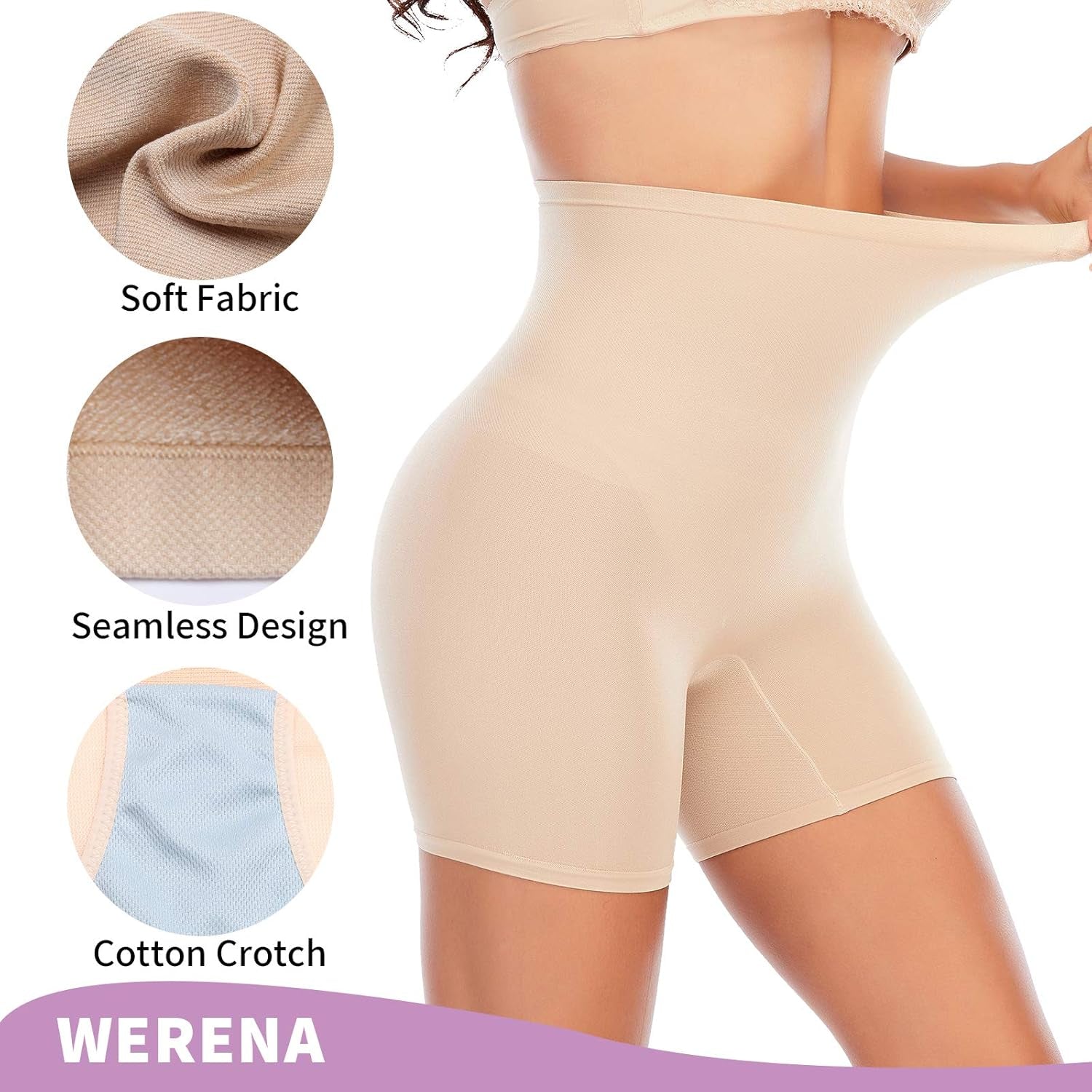 Seamless Shapewear Shorts for Women Tummy Control High Waisted Body Shaper Shaping Underwear under Dress (Light Control Beige, Xx-Large)