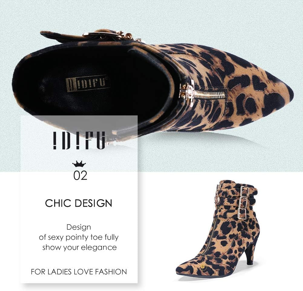 Women'S Buckle Strap Ankle Booties 3 Inch Pointed Toe Zipper Heels Dress Jeans Boots