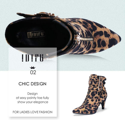 Women'S Buckle Strap Ankle Booties 3 Inch Pointed Toe Zipper Heels Dress Jeans Boots