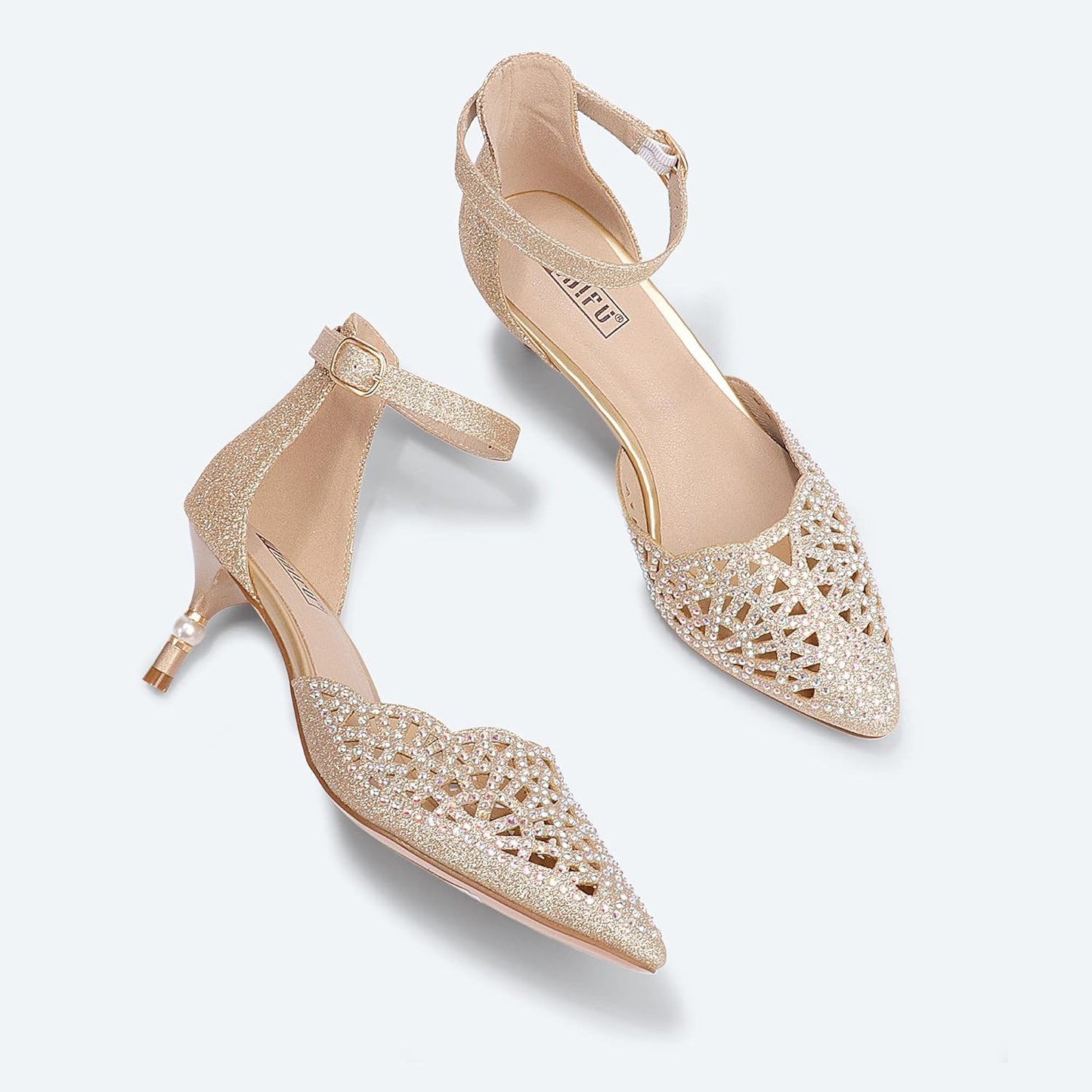 Women'S IN2 Candice Wedding Rhinestones Sequins Low Kitten Heels Pumps Dress Evening Shoes for Women Bridal Bride