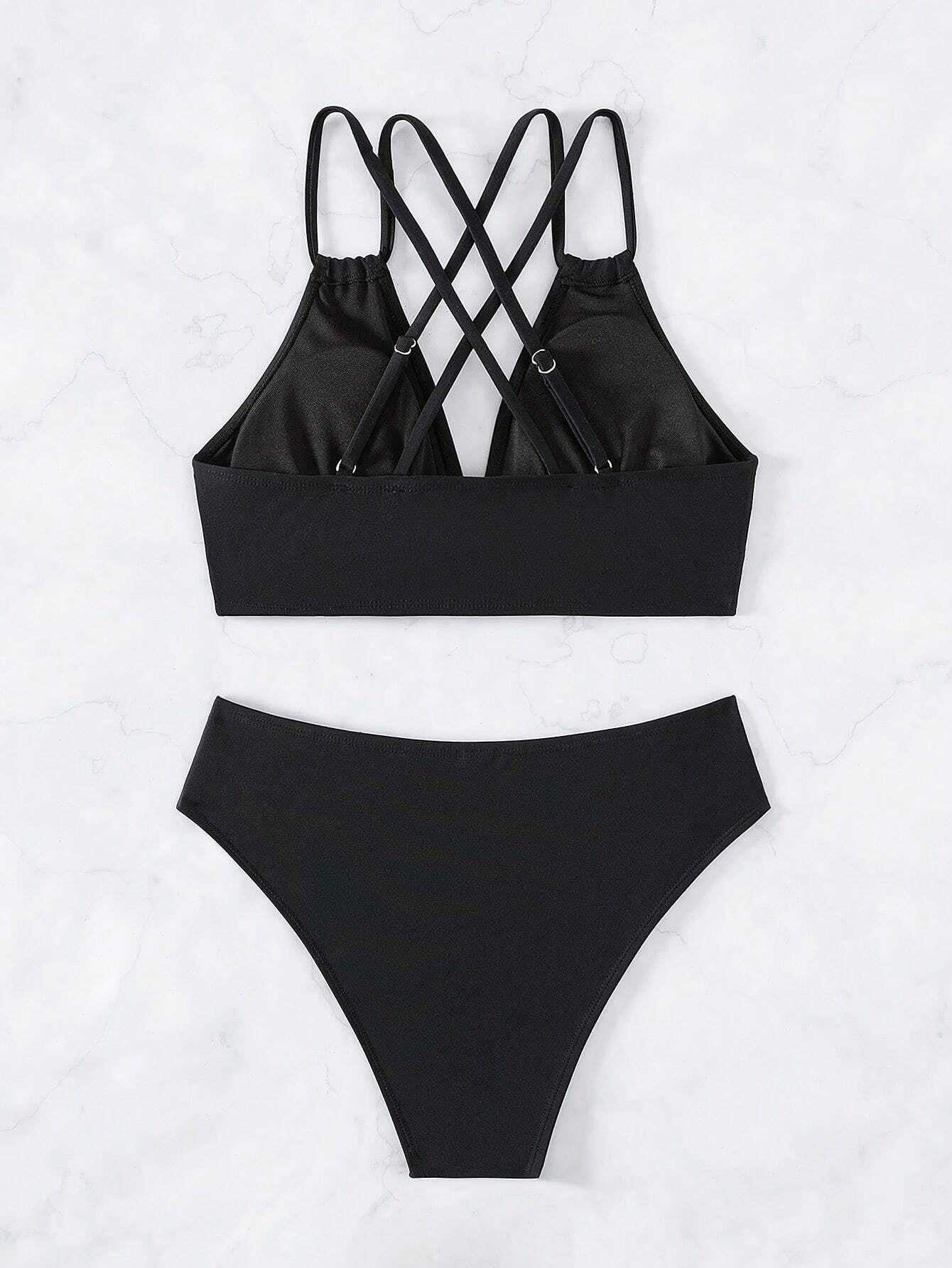 SHEIN Swim Summer Beach Criss Cross Bikini Set
