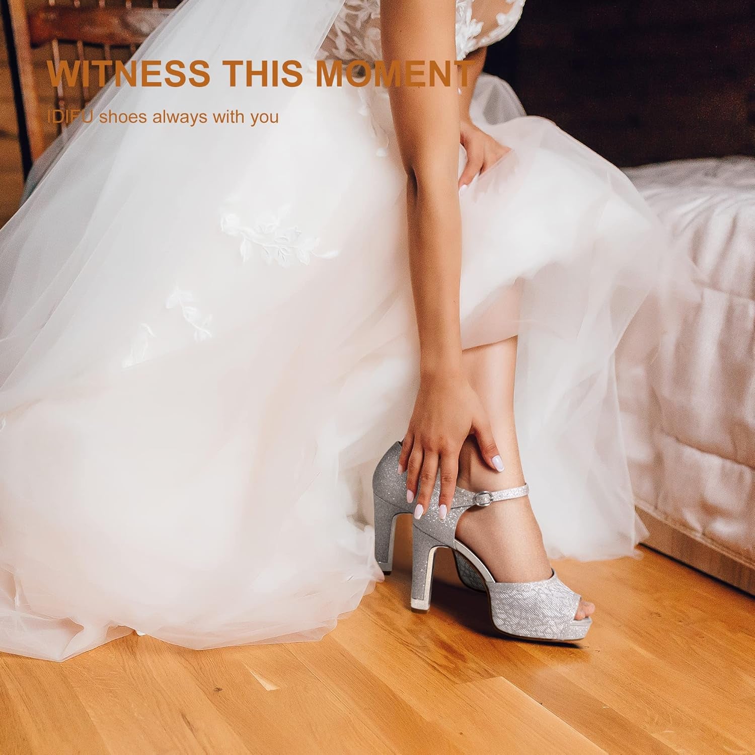 Women'S IN4 Mary Platform Chunky High Heels Sandals Peep Toe Dress Wedding Bridal Shoes for Women Bride Bridesmaid