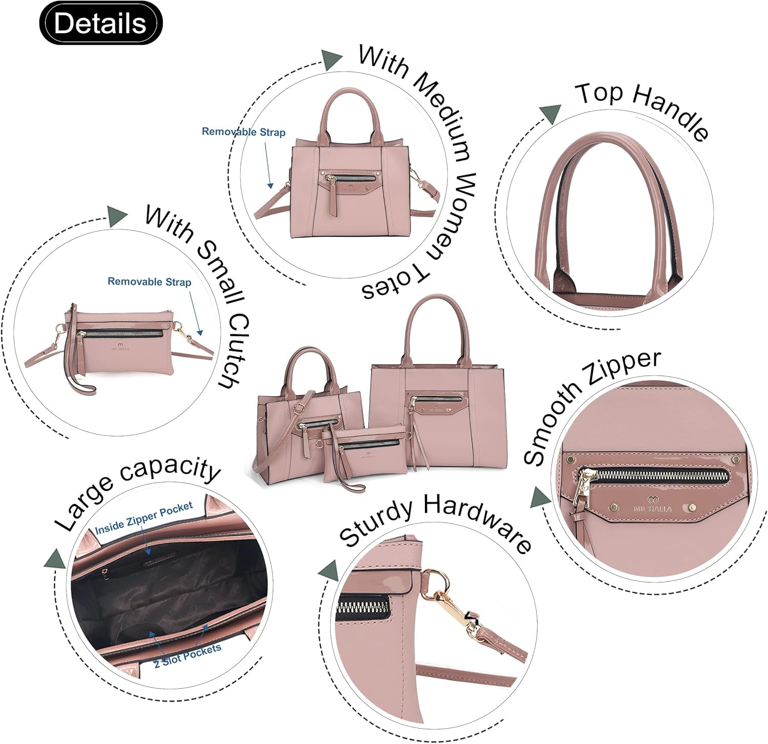 Tote Bag for Women Fashion Purses and Handbags Satchels Wallets Set 3Pcs for Work Travel