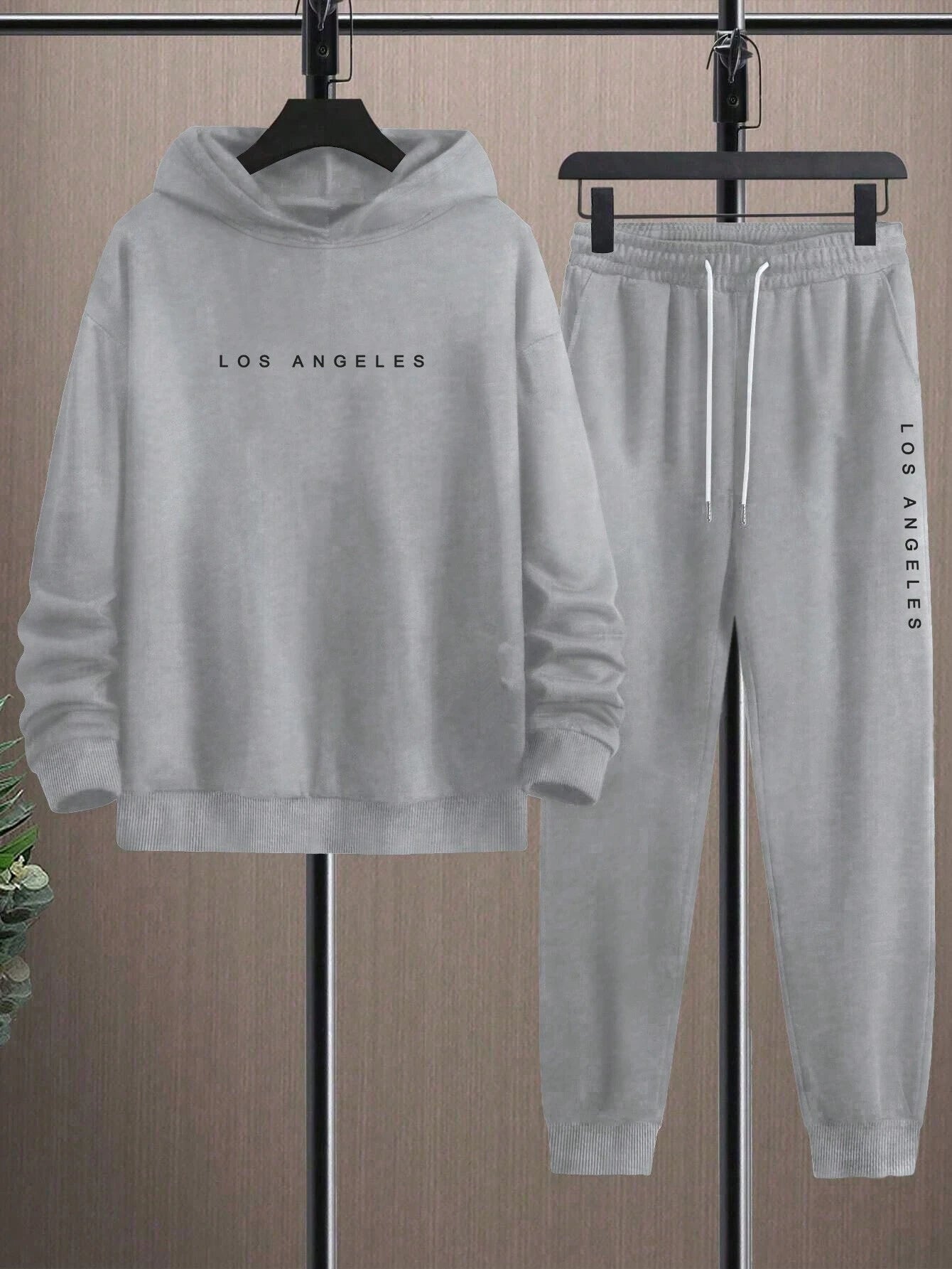 Manfinity Dauomo Men'S plus Size Simple Printed Hoodie and Sweatpants 2-Piece Set