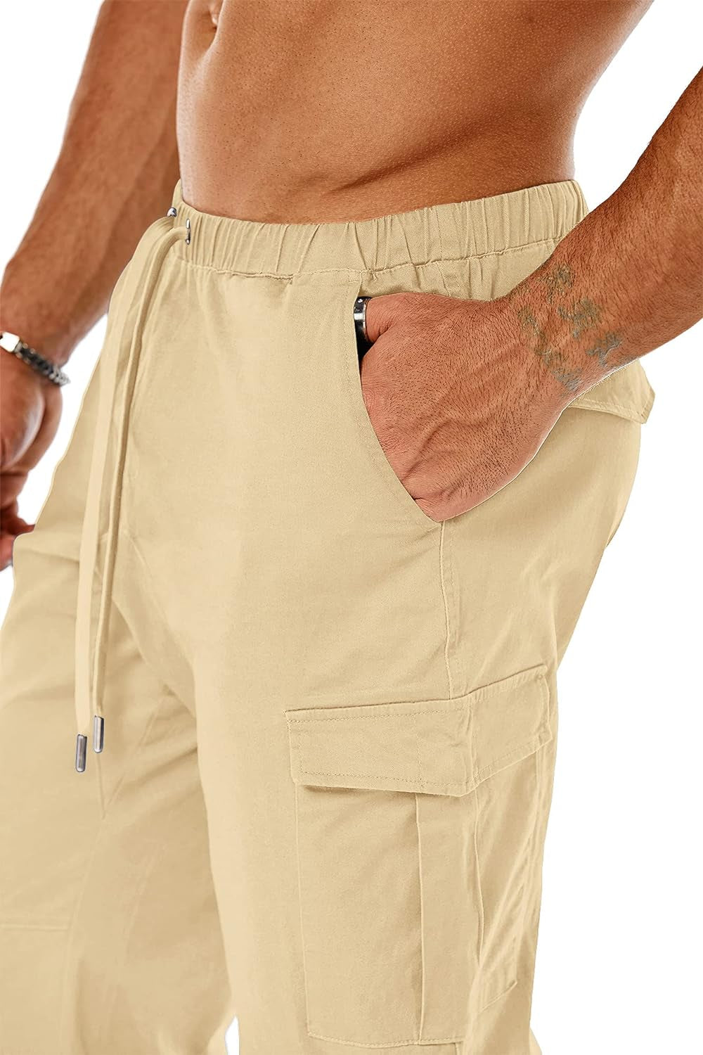 Men'S Casual Cargo Pants Joggers Sports Pants Trousers Long Pants with Pockets